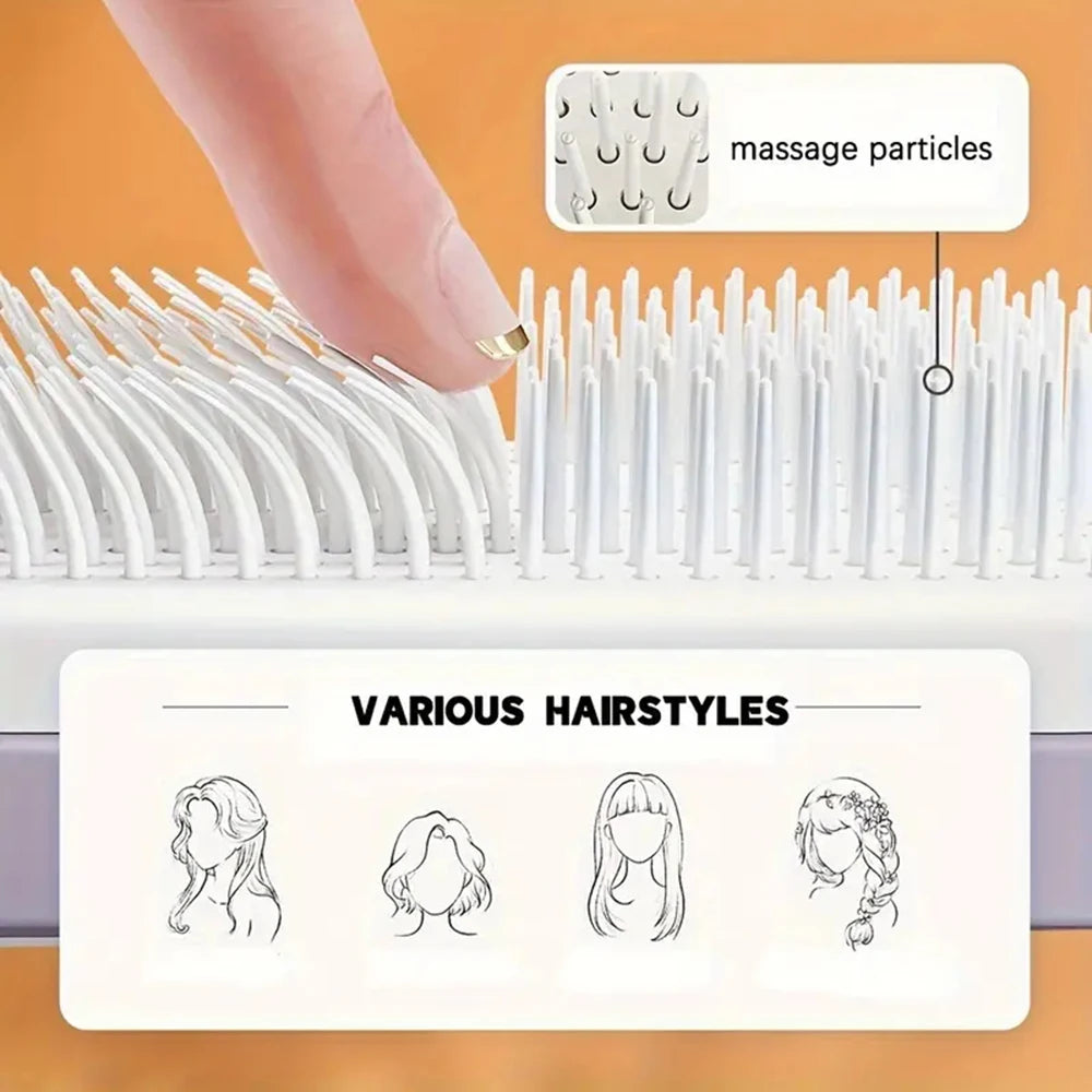 Rotatable Self Cleaning Hair Brush Massage Air Cushion Comb Magic Retractable Comb for Women Anti-Static Hair Smoothing Comb